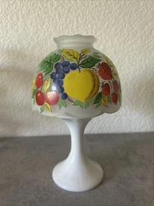 Westmoreland Ohio Milk Glass Fairy Tea Light Fruit on Frosted Glass 8" - Picture 1 of 6