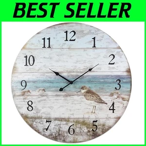 Farmhouse Beach Wall Clock 23" - Silent Clock - Picture 1 of 9