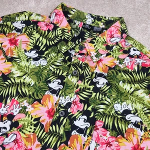 Disney Mickey Mouse Hemd Herren 2XL Hawaii Tropical Urlaub Knopfleiste - Bild 1 von 8