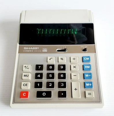 sharp compet cs-1118 10-digit retro calculator vintage japan tested works rare - Image 1 of 4