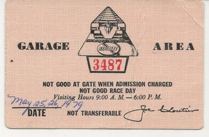 1979 Indianapolis Motor Speedway garage area pass - Bild 1 von 1