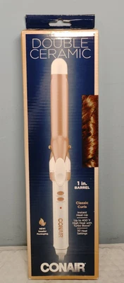 Conair Double Ceramic 1-Inch Curling Iron, Dual Voltage, Auto Off -New - Image 1 of 4