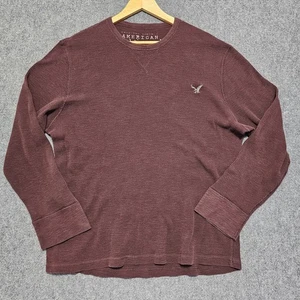 American Eagle Thermal Waffle Knit Crew Neck Long Sleeve Shirt Mens 3XL Burgundy - Picture 1 of 7