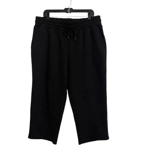 Tek Gear Fleece Capri Crop Pants Womens XL 16/18 Black Pull On Elastic Soft - Picture 1 of 7