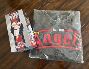 Mike Trout Bobblehead 2024 + Los Angeles Angels Vintage Style Retro T-Shirt SGA - Picture 1 of 4