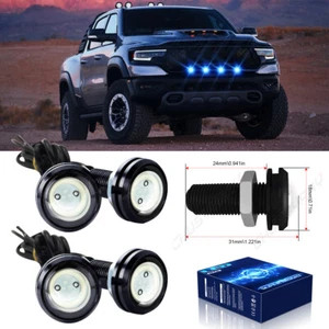 Luz antiniebla parachoques azul luz rejilla LED redonda universal estilo raptor 4 piezas para coche - Imagen 1 de 12
