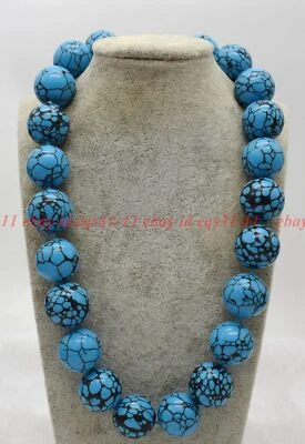 Novo Enorme Colar de Contas de Pedra Preciosa Redonda Azul Turquesa Moda 20mm 16-48" - Imagem 1 de 4