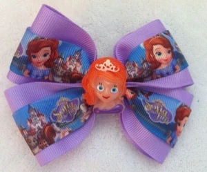 Arco de pelo para niñas 4" de ancho Sofía la primera cinta púrpura grano grueso barrette francesa - Imagen 1 de 5