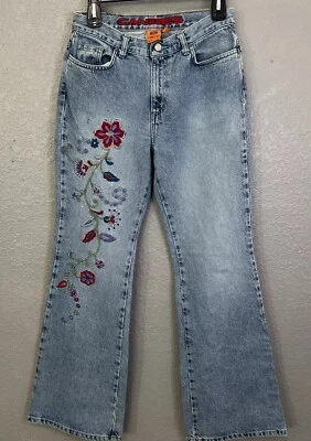 Candies Jeans 7 Fit flare Light Wash Embroidery Embellished Y2K High Rise Retro - Image 1 of 4