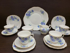 Vintage Royal Vale Blue Cornflowers Teaset Cups Saucer cake jug sugar - Picture 1 of 5