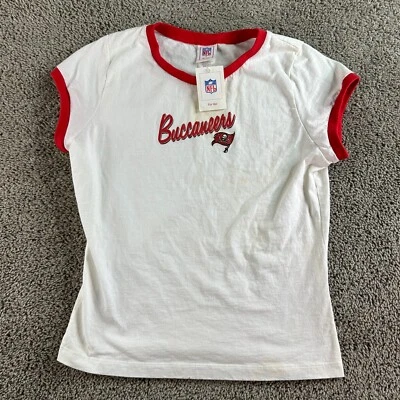 Tampa Bay Buccaneers Shirt Womens Extra Large White Red Ringer NFL Ladies READ - Image 1 of 4