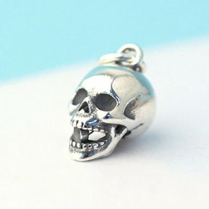 925 Sterling Silver Women Men's Gothic Skull DIY Dangle Charm Pendant A2794 - Picture 1 of 7