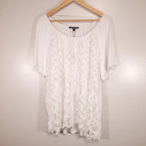 Cable & Gauge Women's 3XL White Crochet Lace Overlay Front Top New with Tags - Picture 1 of 9