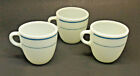 3 Mugs Pyrex Tableware By Corning  #723 Teal Blue  Stripes Cups Excellent