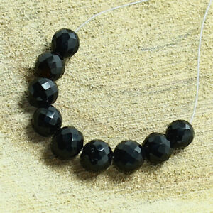 Black Spinel Faceted Round Beads Briolette Natural Loose Gemstone Making Jewelry