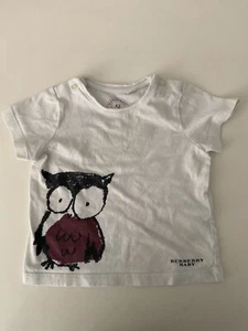 Burberry Cap-Sleeve Owl Jersey Tee, White/Berry Pink - Picture 1 of 2