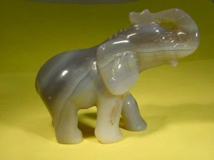 BUTW Blue Chalcedony Agate Elephant lapidary carving 4480C - Picture 1 of 1