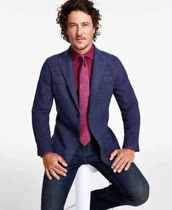 Tallia Men's Slim-Fit Raglan Sport Coat COLOR NAVY/GREY SIZE 42 R NEW - Picture 1 of 5