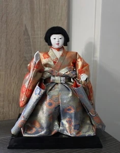 Traditional Japanese Hina Doll Musician Singer Festival Handmade Painted Stand - Foto 1 di 4