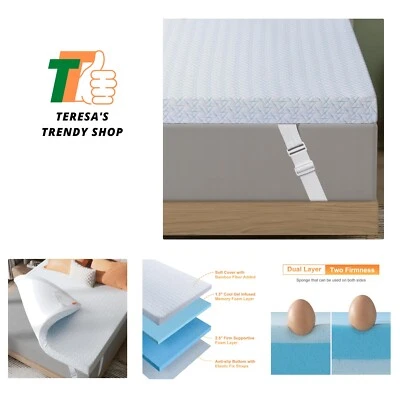Colchón firme de tamaño doble de 3 pulgadas, colchón de espuma viscoelástica de gel de enfriamiento... Foto 1 de 4