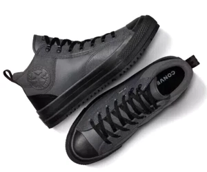 Converse Malden Street Boot Mid Cuero Gris Oscuro Materia Negro Impermeable Para Hombre - Imagen 1 de 7