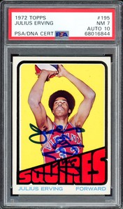 Julius Erving 1972-73 Topps RC Virginia Squires PSA 7 Gem 10 Auto PSA/DNA