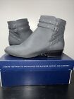 Chaps Shauna Gray Faux Leather Ankle Boots With Jeweled Studs Sz 8 B NEW