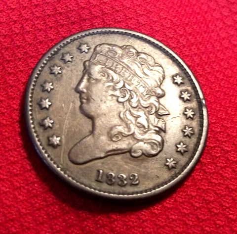 1832 HALF CENT (LOT FM96) HIGH GRADE / SLIGHT REVERSE DAMAGE Cover