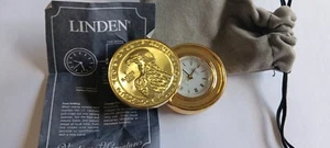 Reloj LINDEN Vintage Miniaturas Nueva Moneda Figura Diapositivas Abierto Con Papeles y Bolsa - Imagen 1 de 7