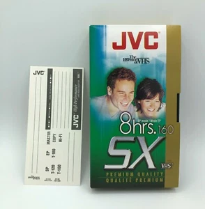 Blank VHS Tape JVC New SX160 Premium Quality 8 Hour EP Mode - Picture 1 of 3