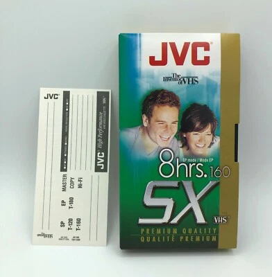 Blank VHS Tape JVC New SX160 Premium Quality 8 Hour EP Mode - Image 1 of 3