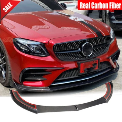 For Mercedes W213 E300 E400 E350 Sport Sedan 16-19 Real Carbon Front Bumper Lip - Image 1 of 4
