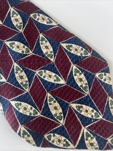 Brooks Brothers Makers Silk USA Made Neck Tie Burgundy Geometric Floral 57” - Picture 1 of 5