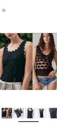 Regata Y2K Vintage Crochê Renda Cami 2 peças Nova Com Etiqueta Feminina M Dark Fairy Whimsigoth - Imagem 1 de 4