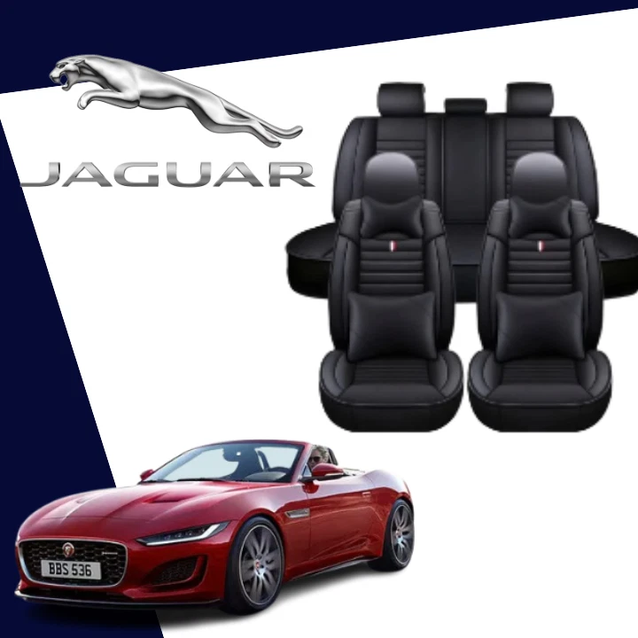 Apto para todas las fundas de asiento de coche Jaguar 9 piezas delanteras traseras premium negro cuero ecológico Foto 1 de 4