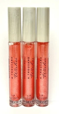 3 BATH & BODY WORKS A THOUSAND WISHES LIP GLOSSIES GLOSS SHINE BALM WAND PINK - Image 1 of 4