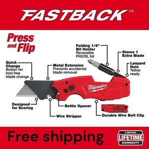 Milwaukee Press and Flip elektrisches Fastback 6IN1 klappbares Allzweckmesser 48-22-1505 - Bild 1 von 8