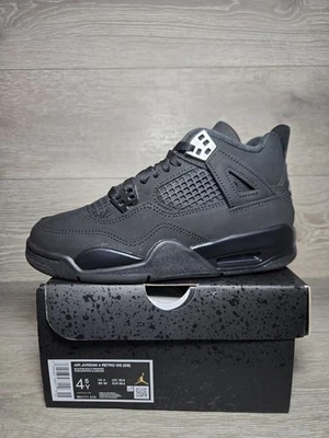 Nike Air Jordan 4 Negro Gato GS IB4171-010 Talla 4.5 Juvenil/6 Mujer Auténticas Nuevas en Caja Foto 1 de 4