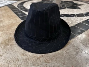 Lids Hat Black Grey Pinstripe Fedora Small/Medium S/M Worn 1 Time Excellent - Picture 1 of 11