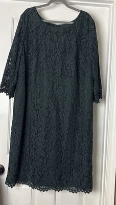 Talbots All Over Lace Dark Green Midi Dress Size 24W Career Party Fancy New $200 - Image 1 of 4