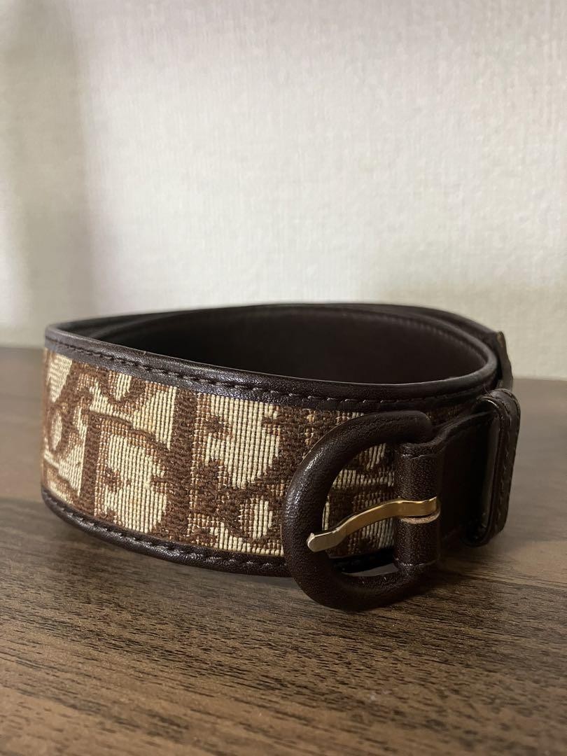 Christian Dior Logo Belt Trotter Canvas Brown Women's From Japan