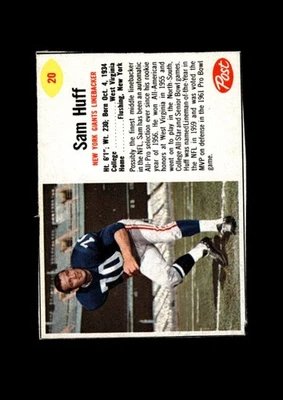 1962 Post Cereal Set-Break # 20 Sam Huff EX-EXMINT *GMCARDS* - Image 1 of 2