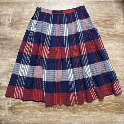 Falda plisada a cuadros 100 % lana talla 12 hecha en Unión roja blanca azul Foto 1 de 4