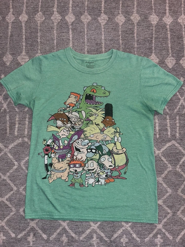 Camiseta retro vintage Nickelodeon talla S personaje de programa de televisión verde fundido unisex Foto 1 de 1