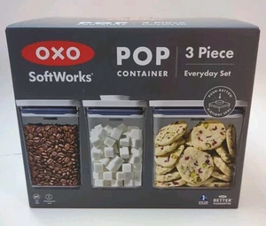 OXO SoftWorks Pop Container Everyday Push Button Airtight Seal Set 3 Pcs (30520) - Picture 1 of 8