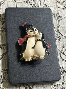 EUC 1 3/4” Christopher Radko Rhinestone Penguin Pin Brooch - Picture 1 of 4