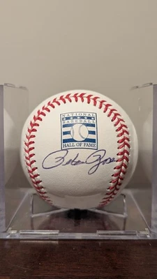 Pete Rose Autographed Signed Under The Logo Hall Of Fame HOF Logo Baseball JSA - Image 1 of 4