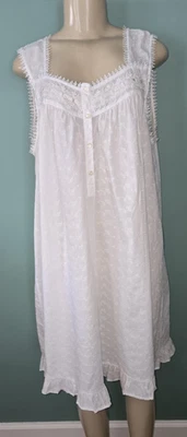 Adonna White Cotton Embroidered Ruffle Sleeveless Nightgown Size XL - Image 1 of 4