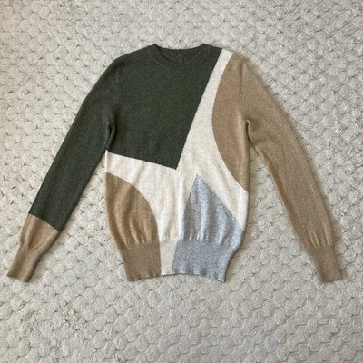 M&S Ladies Jumper Dark Green Mix Pure Cashmere Crew Neck Uk 6 Marks Autograph - Image 1 of 4