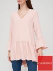 V By Very Frill 3/4 Sleeve Longline Top T Shirt Tunic - Blush Pink Uk Size 16